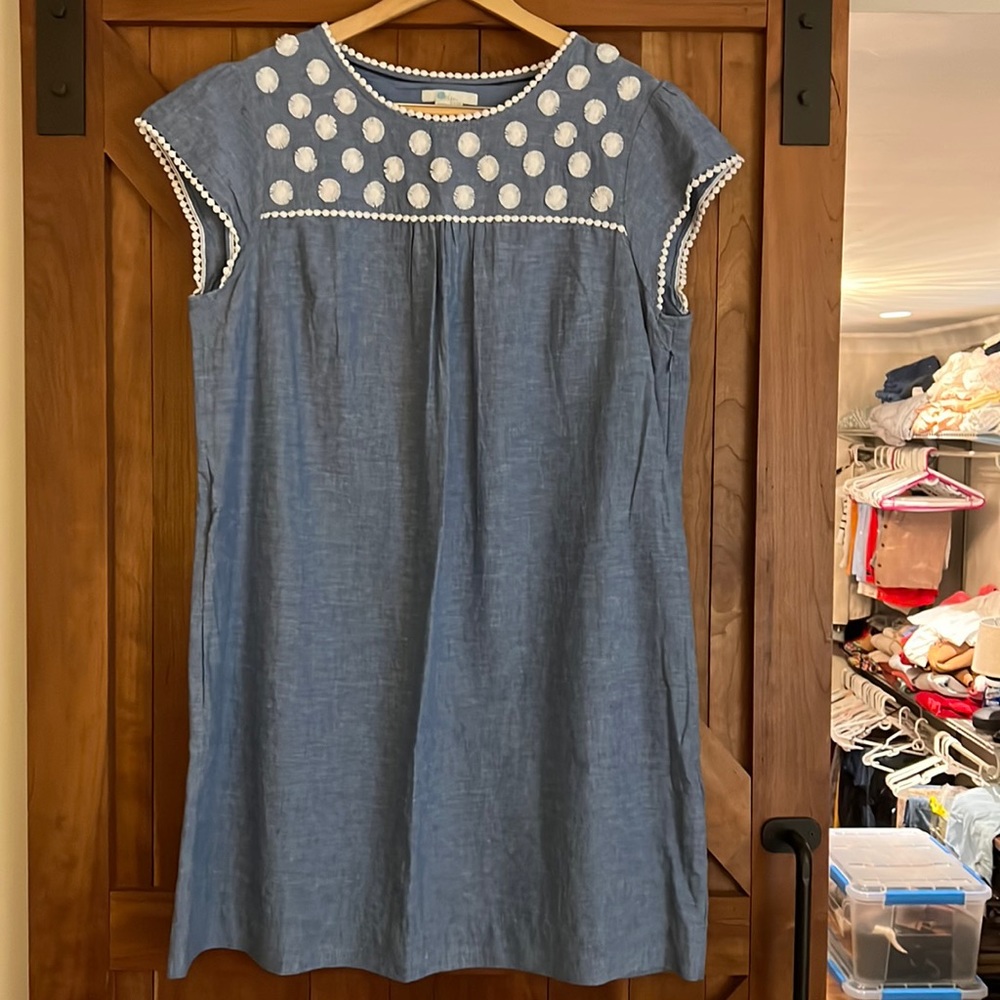 Boden Chambray with White Details Dress